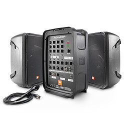 JBL EON 208P Système de sonorisation amplifié portable 300 Watts avec mélangeur 8 canaux, technologie Bluetooth et entrées micros, guitares et sources niveau ligne