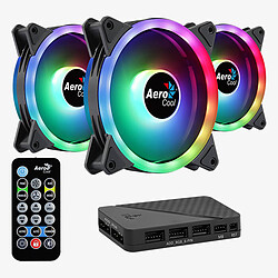 Aerocool Duo 12 Pro Pack de 3 Pack de 3 ventilateur de boîtier 120 mm avec LED ARGB + contrôleur ARGB