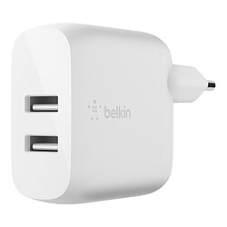 Belkin Boost Charge Chargeur secteur 2 ports USB-A 24 W (Blanc) Chargeur secteur portatif 2 ports USB-A 24 W - Blanc