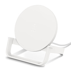 Belkin Chargeur à induction Boost Charge Stand 10 W avec adaptateur secteur (Blanc) Chargeur à induction Stand Qi 10W pour smartphones compatibles Qi avec adaptateur secteur - Blanc