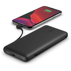 Belkin Batterie externe 10K avec câbles intégrés lightning et USB-C, noir