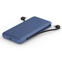 Belkin Batterie externe 10K avec câbles intégrés lightning et USB-C, bleu