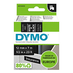 DYMO Ruban D1 Standard blanc sur noir 12 mm x 7 m