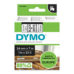 DYMO Ruban D1 Standard blanc sur noir 24 mm x 7 m