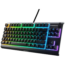 SteelSeries Apex 3 TKL Clavier gaming -  format compact TKL - interrupteurs à membrane - châssis en aluminium - molette de réglage - rétroéclairage PrismSync RGB 16.8 millions de couleurs - AZERTY, Français