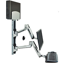 Ergotron Station murale assis-debout LX pour PC compact (45-359-026) Station de travail murale simple écran avec plan de travail en position assis/debout