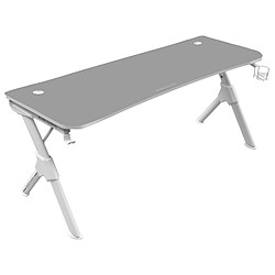 Mars Gaming MGDXL (Blanc) Bureau pour gamer - longueur 160 cm - profondeur 60 cm - système de passage des câbles - support de casque et porte gobelet