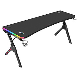 Mars Gaming MGDXLRGB (Noir) Bureau pour gamer - longueur 160 cm - profondeur 60 cm - système de passage des câbles - support de casque et porte gobelet - rétroéclairage RGB