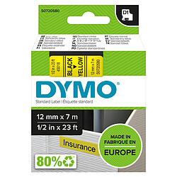 DYMO Ruban D1 Standard noir sur jaune 12 mm x 7 m Ruban noir sur jaune 12 mm x 7 m