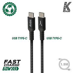 Akashi Câble Eco Kevlar USB-C vers USB-C Noir (1.5 m)