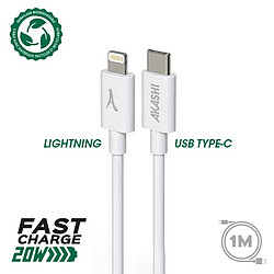 Akashi Câble Eco USB-C vers Lightning Blanc (1 m)