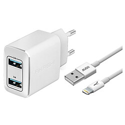 Akashi Chargeur Secteur 2.4A 2xUSB + Câble Lightning