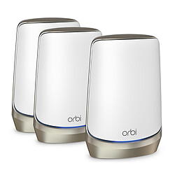 Netgear Orbi WiFi 6E Premium Quad Band Mesh RBKE963 Routeur RBRE960 Quad-Band Wi-Fi 6E AX11000 (1200 + 2400 + 2400 + 4800 Mbit/s) MU-MIMO + 2 points d'accès RBSE960 Quad-Band Wi-Fi 6E AX11000 (1200 + 2400 + 2400 + 4800 Mbit/s) - Compatible Amazon Alexa et Google Assistant