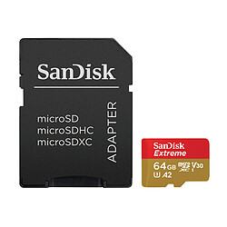 SanDisk Extreme microSDXC UHS-I U3 64 Go + Adaptateur SD