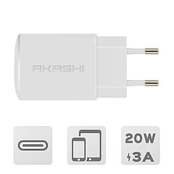 Akashi Chargeur secteur intelligent 3A USB-C 20W Blanc