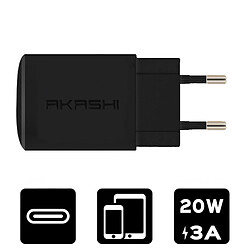 Akashi Chargeur secteur intelligent 3A USB-C 20W Noir