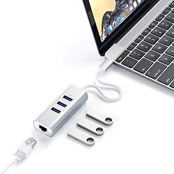 SATECHI Hub USB-C 2-en-1 avec 3 Ports USB 3.0 + Ethernet - Argent pas cher