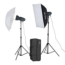 Visico VL400PSU Kit d'éclairage intérieur avec 2 flashs 400W, 2 pieds, 1 réflecteur, 1 softbox, 1 parapluie et sac de transport