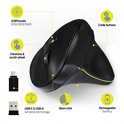 PORT Connect Souris Ergonomique Bluetooth sans fil et rechargeable pas cher