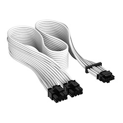 Corsair câble 600W 12+4 broches PCIe Gen 5 - Blanc Câble adaptateur PCIe 12+4 pin gainés et maillés triple couche en paracorde