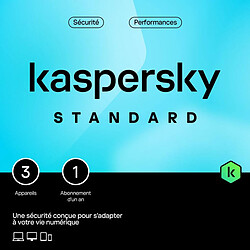 Kaspersky Anti-Virus Standard - Licence 3 postes 1 an Antivirus - Licence 1 an 3 postes (français, Windows, MacOS, iOS, Android)