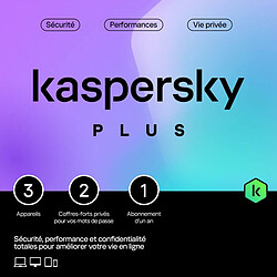 Kaspersky Anti-Virus Plus - Licence 3 postes 1 an Antivirus - Licence 1 an 3 postes (français, Windows, MacOS, iOS, Android)