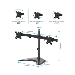 Fellowes Bras porte écran double horizontal sur pied Professional Series