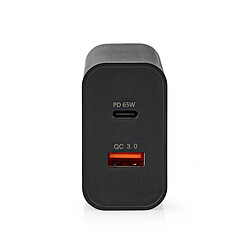 Nedis Chargeur mural USB-C 65W + Quick Charge 3.0 USB-A Noir pas cher