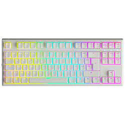 Designed by GG Berserker Brown Raccoon (Blanc) Clavier gaming haut de gamme modulable - format TKL - interrupteurs mécaniques (switches Brown Raccoon) - touches doubleshot - rétro-éclairage RGB - AZERTY, Français