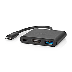 Nedis Hub USB-C vers USB, USB-C et HDMI - 10 cm - Noir