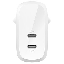 Belkin Chargeur secteur 2 ports USB-C 60 W (2 x 30 W) - Blanc