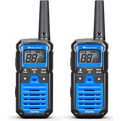 Midland XT50 Pro Bleu Lot de 2 Talkies Walkies - 16 canaux PMR446 - portée jusqu'à 8 km - 12 heures d'autonomie