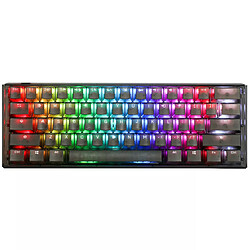 Ducky Channel One 3 Mini Aura Black (Cherry MX Silent Red) Clavier haut de gamme - format ultra-compact 60% - interrupteurs mécaniques rouges (switches Cherry MX Silent Red) - rétroéclairage RGB - remplacement à chaud des interrupteurs - touches ABS - AZERTY, Français