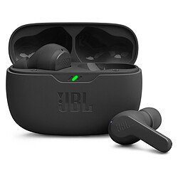 JBL Wave Beam Noir Écouteurs intra-auriculaires True Wireless - IP54 - Bluetooth 5.2 - Commandes/Micro - Autonomie 8 + 24h - Boîtier charge/transport