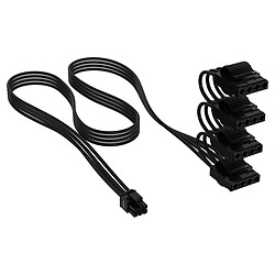 Corsair Premium Câble d'alimentation Molex 4 connecteurs type 5 Gen 5 - Noir Câble d'alimentation pour périphériques Molex (4 connecteurs) type 5 Gen 5 à gainage individuel - Noir