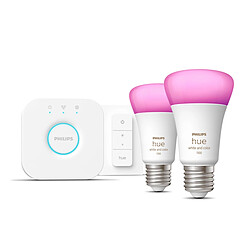 Philips Hue White and Color Ambiance Kit de démarrage E27 A60 8 W Bluetooth x 2