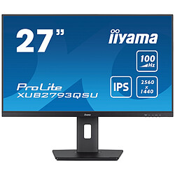 iiyama 27" LED - ProLite XUB2793QSU-B6 Ecran PC 2.5K - 2560 x 1440 pixels - 1 ms (MPRT) - Format large 16/9 - Dalle IPS - 100 Hz -  HDMI/DisplayPort - Pivot - Noir