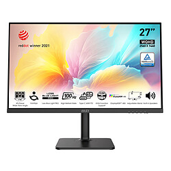 MSI 27" LED - Modern MD272QXP Ecran PC 2.5K - 2560 x 1440 pixels - 1 ms (MPRT) - 16/9 - Dalle IPS - 100 Hz - HDR 400 - Adaptive Sync - HDMI/DisplayPort/USB-C - Pivot - Noir