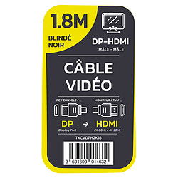TEXTORM Câble DisplayPort vers HDMI blindé 4K - Mâle/Mâle - 1.8 M