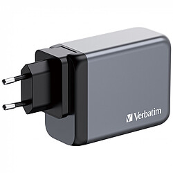 Verbatim GNC-200 Chargeur mural GaN avec 2 ports USB-C PD 100W, 1 port USB-C PD 65W et 1 port USB-A QC 3.0