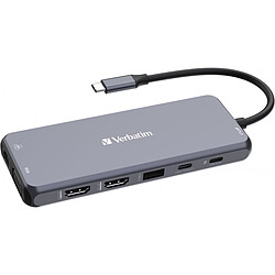 Verbatim CMH-14 Hub USB-C vers 2x HDMI, 1x VGA, 1x RJ45, 5x USB-A, 2x USB-C, 1x Jack 3.5 mm, 1x microSD