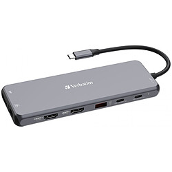 Verbatim CMH-13 Hub USB-C vers 2x HDMI, 1x DisplayPort, 1x RJ45, 6x USB-A, 2x USB-C, 1x Jack 3.5 mm