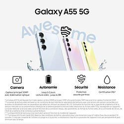 Avis Samsung Galaxy A55 5G Bleu Nuit (8 Go / 256 Go)