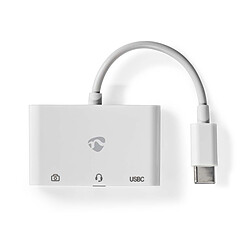 Nedis adaptateur Multi-Ports USB-C vers 1xUSB-A + 1x USB-C + 1x Jack 3.5 mm - Blanc