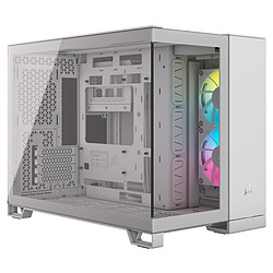 Corsair 2500X - Micro ATX - Noir - Avec fenêtre Boîtier PC Micro-ATX à deux compartiments 2500X – Panneaux en verre trempé à l’avant – Capable d’accueillir jusqu’à 9 ventilateurs de 120 mm – 3 positions de montage de radiateur