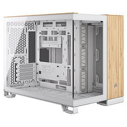 Corsair 2500X - Micro ATX - Blanc - Avec fenêtre Boîtier PC Micro-ATX à deux compartiments 2500X – Panneaux en verre trempé à l’avant – Capable d’accueillir jusqu’à 9 ventilateurs de 120 mm – 3 positions de montage de radiateur