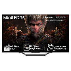 Hisense 75U7NQ TV Mini LED QLED 4K 75" (190 cm) - 144 Hz - IMAX Enhanced - Dolby Vision IQ/HDR10+ Adaptive - Wi-Fi 6E/Bluetooth 5.1 - Alexa/Vidaa Voice - 4x HDMI 2.1 - FreeSync Premium - ALLM/VRR - Son 2.1 50W Dolby Atmos
