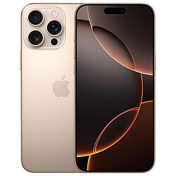 Apple iPhone 16 Pro Max 256 Go Titane Sable Smartphone 5G-LTE IP68 Dual SIM - Apple A18 Pro Hexa-Core - Ecran Super Retina XDR OLED 6.9" 1320 x 2868 - 256 Go - NFC/Bluetooth 5.3 - iOS 18