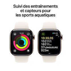 Acheter Apple Watch Series 10 GPS + Cellular 42 mm Titane Or Bracelet Sport Lumière Stellaire M/L