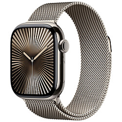 Apple Watch Series 10 GPS + Cellular 42 mm Titane Naturel Bracelet Milanais Montre connectée 4G LTE - Titane - Étanche IP6X - GPS - Cardiofréquencemètre/ECG/SpO2/Température - Écran OLED Retina Always On - Wi-Fi 4 / Bluetooth 5.3 - watchOS 11 - Bracelet milanais